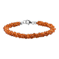 Ratnapura Hessonite Garnet Beaded Bracelet in Sterling Silver (7.25 In) 1.00 ctw