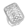 Polki Diamond Ring in Platinum Over Sterling Silver (Size 10.0) 1.00 ctw - Sticky add to cart bar