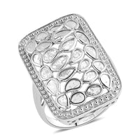 Polki Diamond Ring in Platinum Over Sterling Silver (Size 10.0) 1.00 ctw