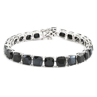 Thai Black Spinel Tennis Bracelet in Sterling Silver (8.00 In) 22.40 Grams 3.10 ctw