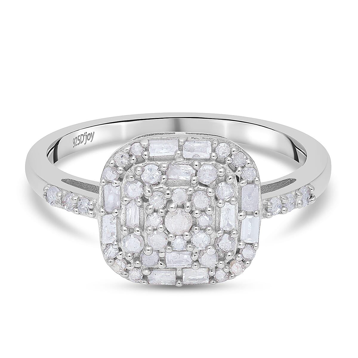 TLV Diamond Ring in Platinum Over Sterling Silver (Size 10.0) 0.50 ctw