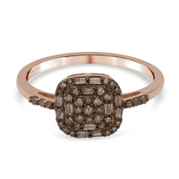 TLV Natural Champagne Diamond Ring in Vermeil RG Over Sterling Silver (Size 10.0) 0.50 ctw