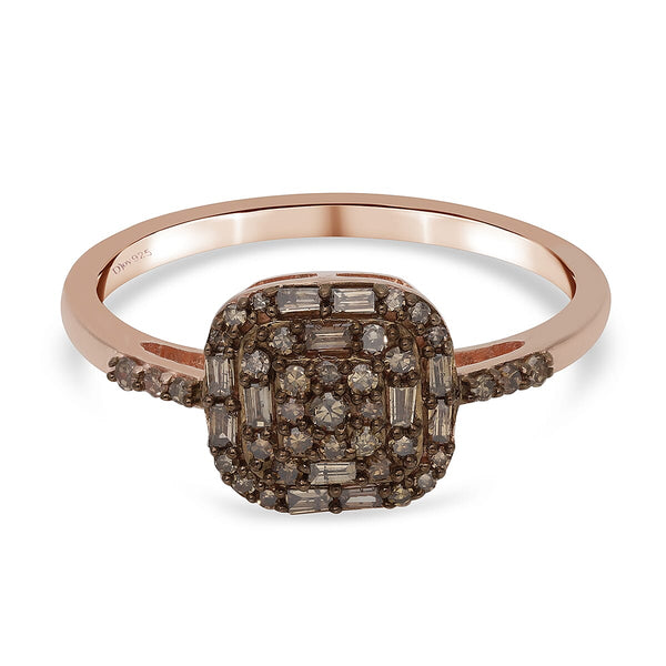 TLV Natural Champagne Diamond Ring in Vermeil RG Over Sterling Silver (Size 10.0) 0.50 ctw - Product card gallery slide 1 (10176824803641)