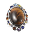Lapis Lazuli, Multi Color Austrian Crystal Halo Ring in Stainless Steel 20.00 ctw - Sticky add to cart bar