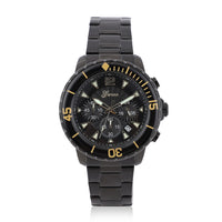 GENOA Multi-Functional Quartz Movement Watch with Black Dial & ION Plated Black Stainless Steel Strap