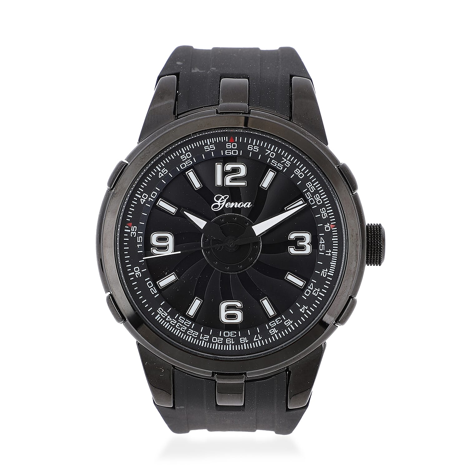 GENOA Miyota Japanese Movement Watch with Black Silicone Band (47mm)