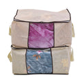 Set of 2 Beige Non Woven Fabric Storage Bag with Clear Window (23.6"x16.9"x13.7") - Sticky add to cart bar