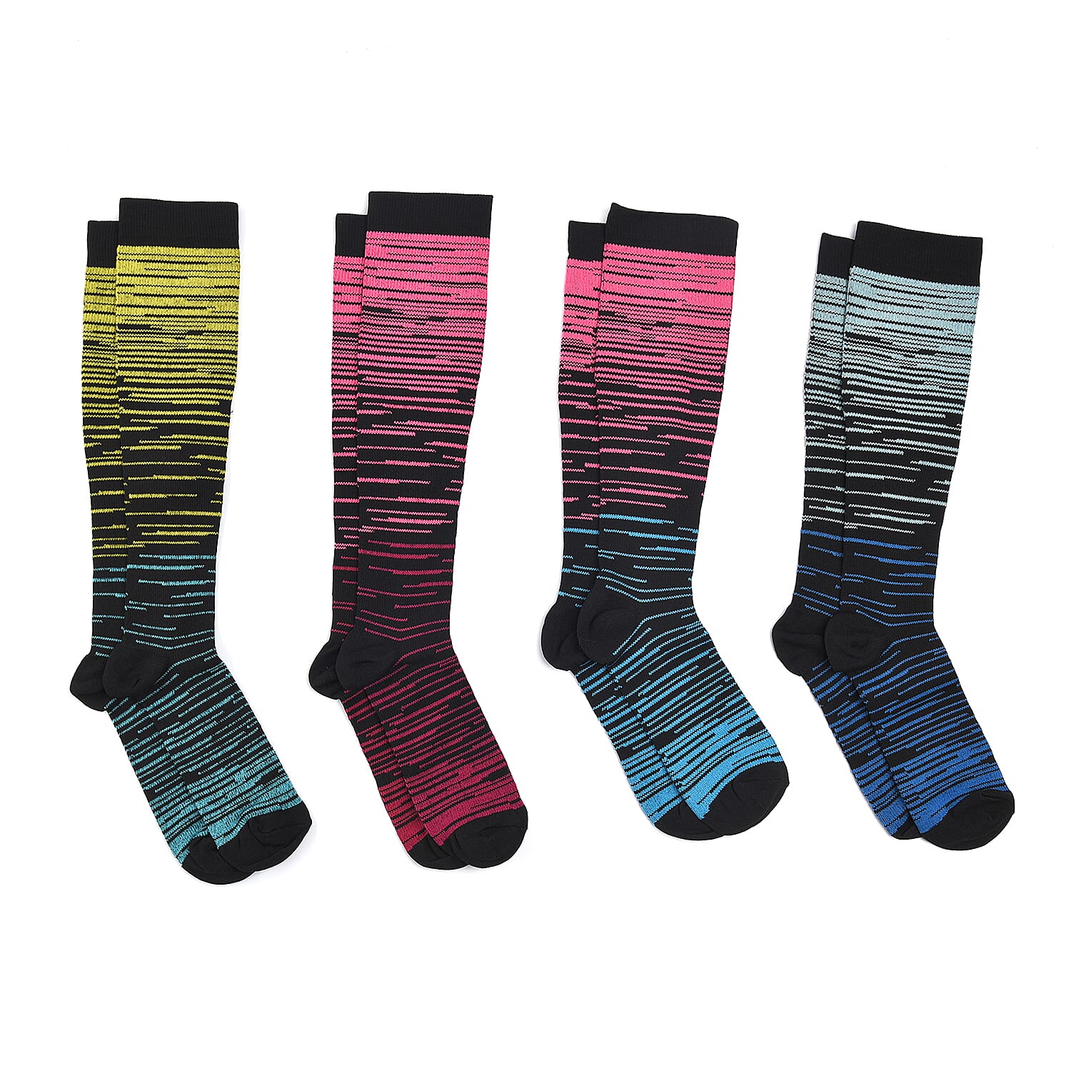 Set of 4 Pairs Black 5% Copper Nylon and 95% Spandex Copper Fit Socks (S/M)