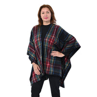 PASSAGE Red with Green Plaid Pattern Kimono (31.5"x44")