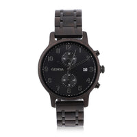 GENOA Japanese Movement Black Dial Watch with Stainless Steel Strap and Black Sandalwood Back