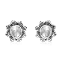 Artisan Crafted 0.25 ctw Polki Diamond Flower Stud Earrings in Sterling Silver