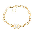 Vermeil YG Over Sterling Silver Paper Clip Initial "A" Bracelet (7.25 In) (6.30 g) - Sticky add to cart bar