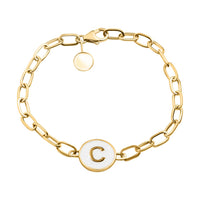 Vermeil YG Over Sterling Silver Paper Clip Initial "A" Bracelet (7.25 In) (6.30 g)