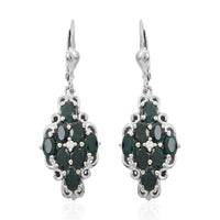 3.60 ctw Teal Grandidierite and Zircon Lever Back Earrings in Platinum Over Sterling Silver