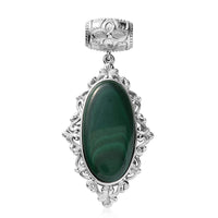African Malachite Solitaire Pendant in Platinum Over Copper with Magnet 27.50 ctw