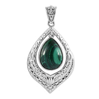 African Malachite Solitaire Pendant in Platinum Over Copper 7.40 ctw