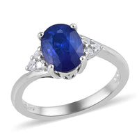Tanzanian Blue Spinel and Zircon Ring in Platinum Over Sterling Silver 1.60 ctw
