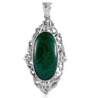 African Malachite Solitaire Pendant in Platinum Over Copper with Magnet 27.40 ctw
