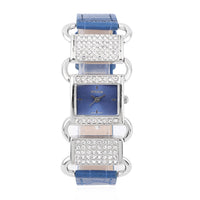 STRADA 10th ANNIVERSARY SPECIAL Austrian Crystal Japanese Movement Watch with Sapphire Blue Faux Leather Band