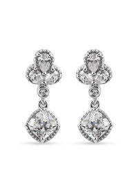 Lustro Stella Made with Finest CZ Dangle Earrings in Platinum Over Sterling Silver 5.75 ctw