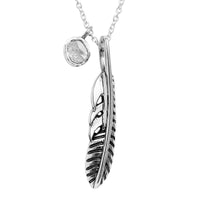 0.15 ctw Polki Diamond Feather Charm Necklace 20 Inches in Sterling Silver
