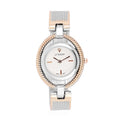 STRADA White Austrian Crystal Japanese Movement Ladies Bangle Watch in Dualtone (6.50 In) - Sticky add to cart bar
