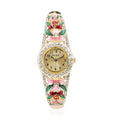 STRADA Multi Color Austrian Crystal Japanese Movement Flower Pattern Bangle Watch in Goldtone (23.87mm) (6.50 in) 3.75 ctw - Sticky add to cart bar