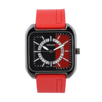 STRADA Japanese Movement Watch with Brown Faux Leather Strap and Stainless Steel Back
