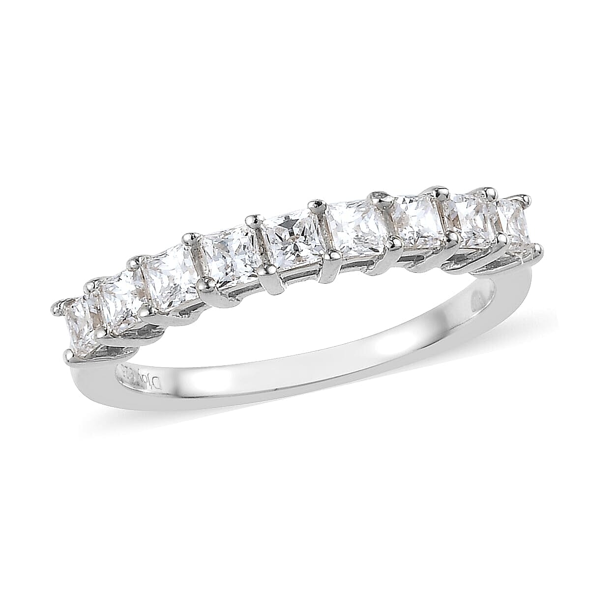 Platinum Over Sterling Silver Ring (Size 10.0) Made with Zirconia from Swarovski 1.10 ctw