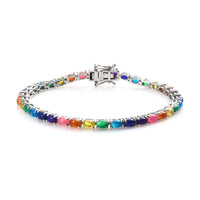 Multi Welo Opal Tennis Bracelet in Platinum Over Sterling Silver (7.25 In) (9.25 g) 5.60 ctw