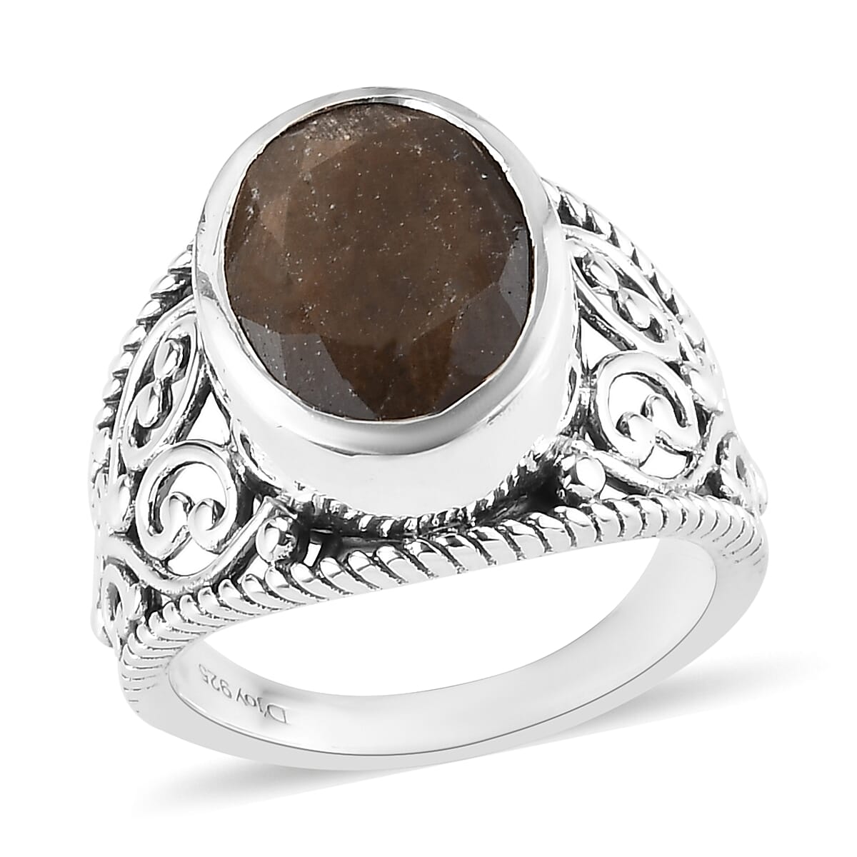 Natural Chocolate Sapphire Solitaire Ring in Sterling Silver (Size 9.0) 8.00 ctw (1)