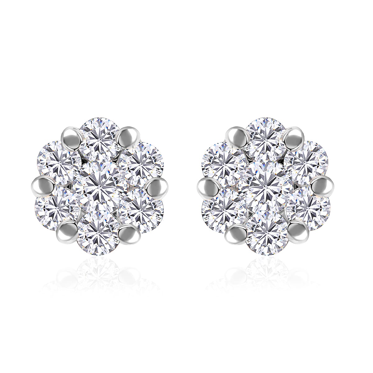 Lustro Stella Finest CZ Earrings , CZ Cluster Earrings , Stud Earrings , Platinum Over Sterling Silver Earrings 2.70 ctw