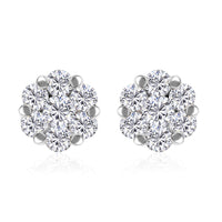 Lustro Stella Finest CZ Earrings , CZ Cluster Earrings , Stud Earrings , Platinum Over Sterling Silver Earrings 2.70 ctw
