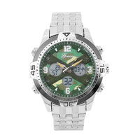 GENOA Japanese Movement Green Camo Dial Watch with Stainless Steel Strap