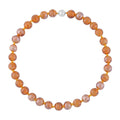 Champagne Color Beaded Knotted Necklace with Magnetic Lock in Silvertone 20 Inches - Sticky add to cart bar