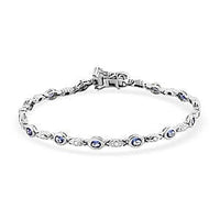 Tanzanite and White Zircon Bracelet in Platinum Over Sterling Silver (7.50 In) 2.59 ctw