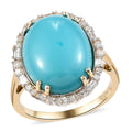 LUXORO 10K Yellow Gold Premium AMERICAN Natural Sleeping Beauty Turquoise and G-H I2-I3 Diamond Halo Ring (Size 10.0) 3.30 Grams 7.15 ctw - Sticky add to cart bar
