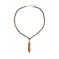 Yellow Tiger's Eye Beaded Men's Necklace 20-22 Inches in Silvertone 140.50 ctw - Sticky add to cart bar