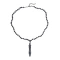Yellow Tiger's Eye Beaded Men's Necklace 20-22 Inches in Silvertone 140.50 ctw - Sticky add to cart bar