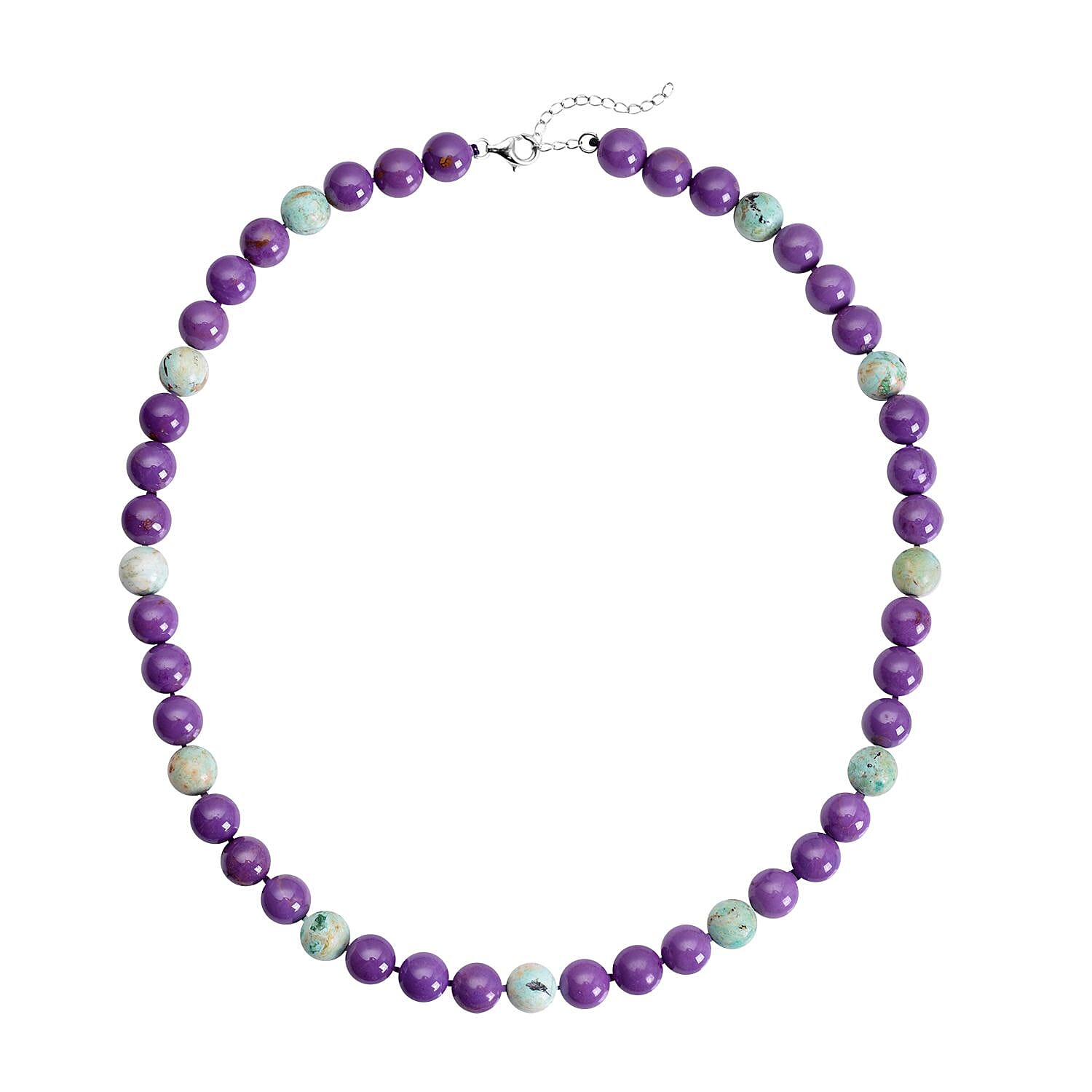 Peru Turquoise and Phosphosiderite Beaded Necklace 20-22 Inches in Rhodium Over Sterling Silver 349.50 ctw