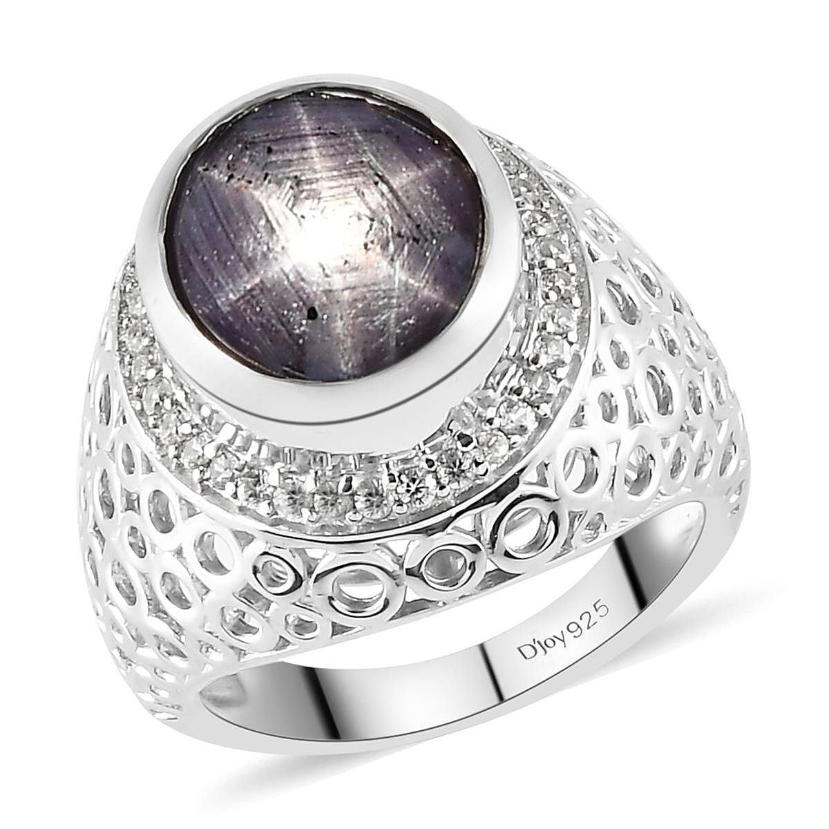 Indian Star Ruby and Natural White Zircon Solitaire Ring in Platinum Over Sterling Silver 8.15 ctw