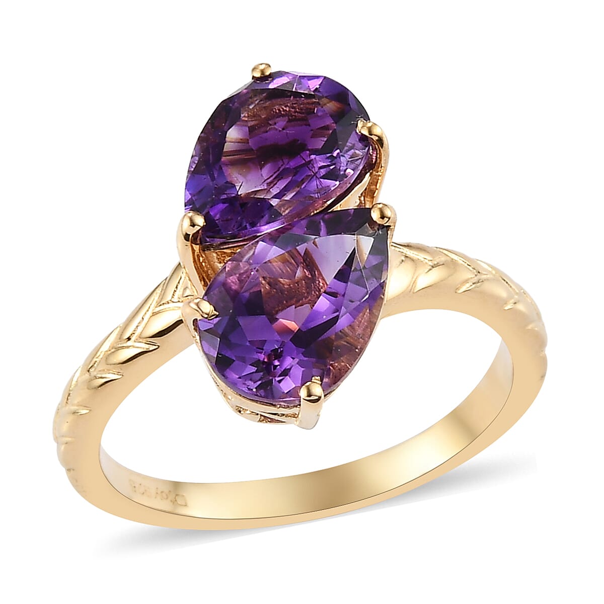 Premium Moroccan Amethyst Bypass Ring in Vermeil Yellow Gold Over Sterling Silver 3.50 ctw