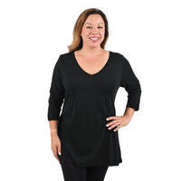 HANES Black Flowy V-Neck Top