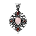 Artisan Crafted Peruvian Pink Opal and Mozambique Garnet Pendant in Sterling Silver 4.25 ctw - Sticky add to cart bar