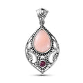 Artisan Crafted Peruvian Pink Opal and Orissa Rhodolite Garnet Pendant in Sterling Silver 4.60 ctw - Sticky add to cart bar