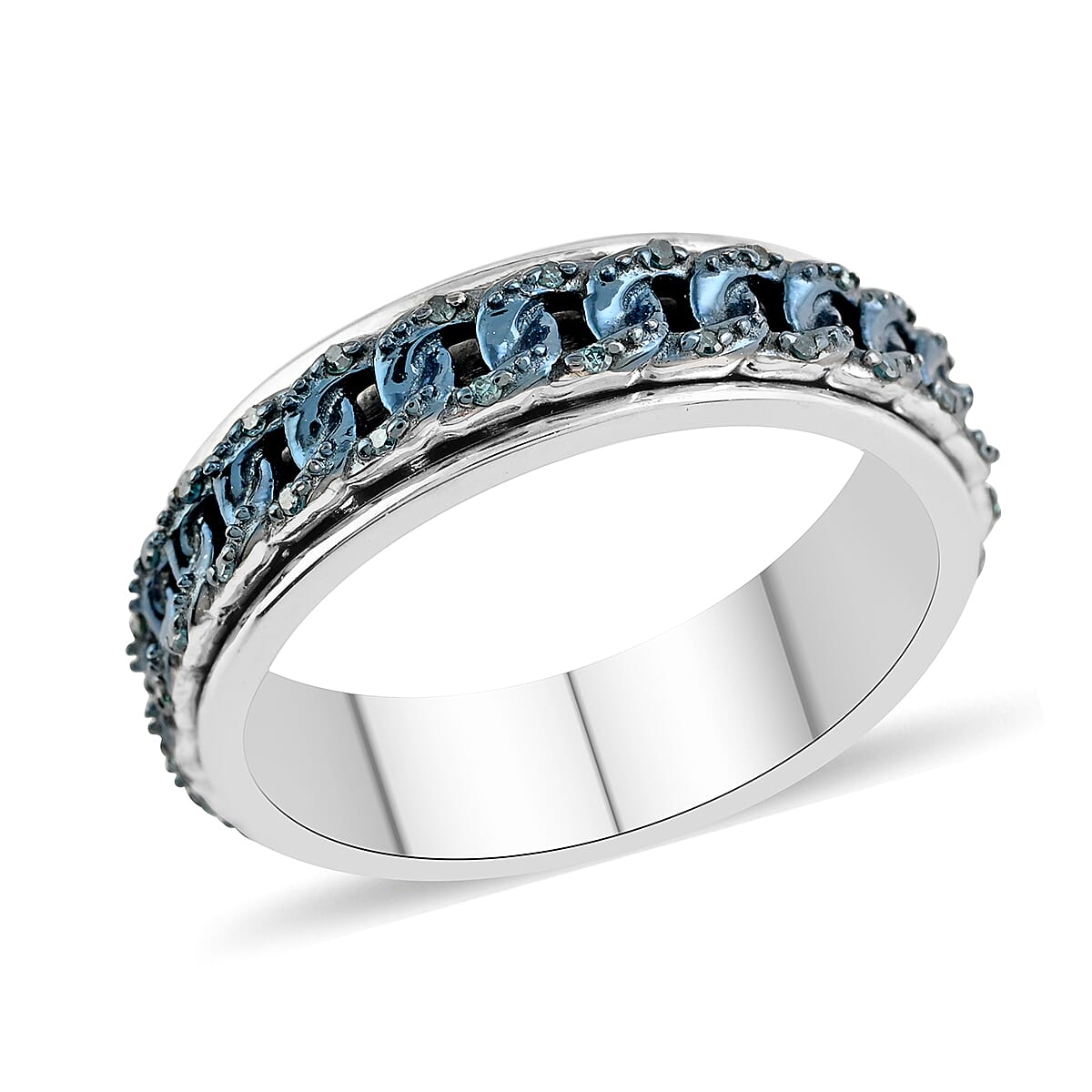 Diamond Spinner Band Ring in Platinum Over Sterling Silver 0.20 ctw