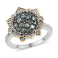 Narsipatnam Alexandrite and Natural White Zircon Spinner Ring in Vermeil Yellow Gold and Platinum Over Sterling Silver 1.00 ctw - Sticky add to cart bar