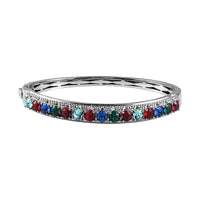 Karis Multi Color Crystal Bangle Bracelet in Platinum Bond (7.25 In)