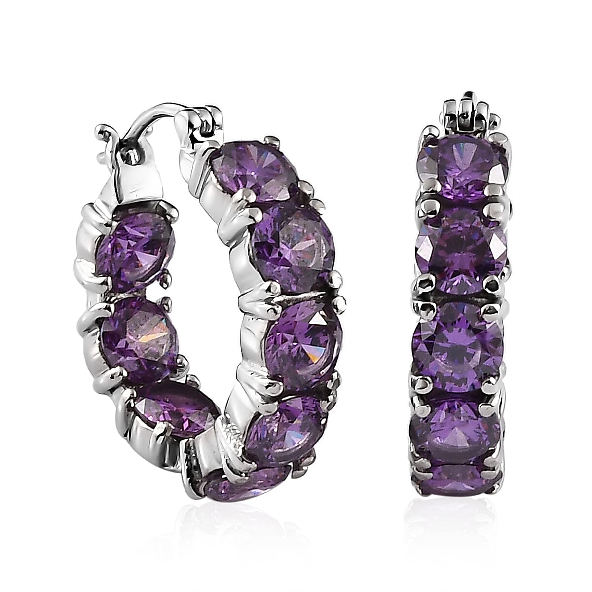 Simulated Black Diamond Hoop Earrings in Stainless Steel 21.15 ctw