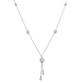 White Moissanite VS-EF Beaded Lariat Styled Necklace 20-22 Inches in Rhodium Over Sterling Silver 11.20 ctw - Sticky add to cart bar